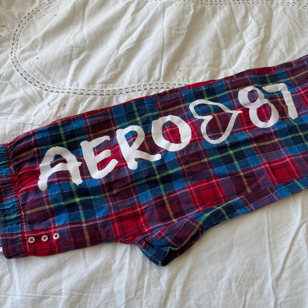 Aeropostale Y2K Red Plaid Logo Pajama Pants XS - Picture 3 of 7